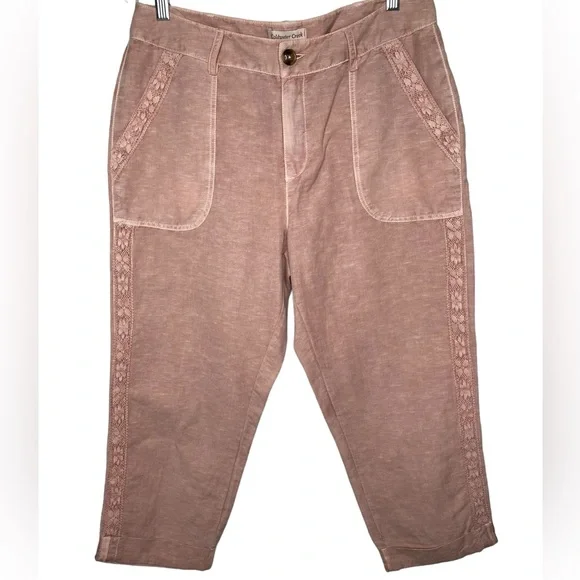 Coldwater Creek NWT Pale Mauve Lace Trim Cuffed Ankle Pant - Size 10 - Picture 12 of 16